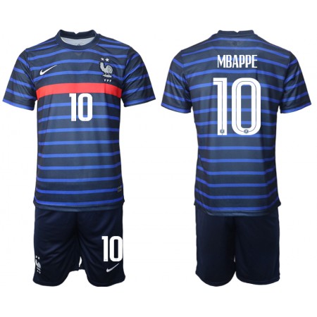 Frankrike Fotbollströjor Kylian Mbappé 10 Barn Hemma tröja EM 2020 Kortärmad